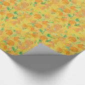 緑の背景に黄金色の水仙 ラッピングペーパー (角)