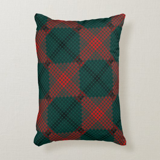 緑の背景に黒と赤のボールまたは穴 アクセントクッション (正面(垂直))