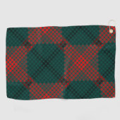 緑の背景に黒と赤のボールまたは穴 ゴルフタオル (横)