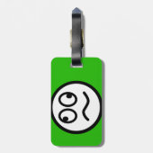 緑の背景のおもしろいな顔 ラゲッジタグ (裏面縦)