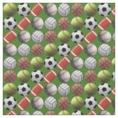 緑の背景のすべてのスポーツの球 ファブリック (クローズアップ)