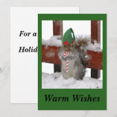 緑の背景のキュートなリス フラット ホリデー カード (正面/裏面)