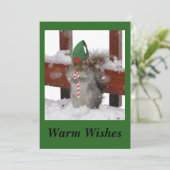 緑の背景のキュートなリス フラット ホリデー カード (スタンド正面)