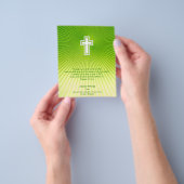 緑の背景のキリスト教の十字 チラシ (手)