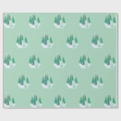 緑の背景のクリスマスツリーパターン ラッピングペーパー (フラット)