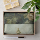 緑の背景のクリーム花模様 薄葉紙 (ギフト)