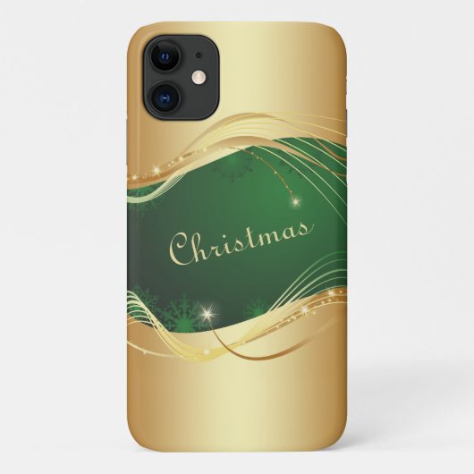 緑の背景のゴールデンクリスマスのモチーフ... Case-Mate iPhoneケース (裏面)