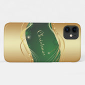 緑の背景のゴールデンクリスマスのモチーフ... Case-Mate iPhoneケース (裏面(横))