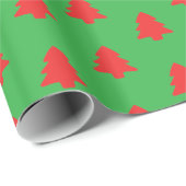 緑の背景のシンプルな赤いクリスマスツリー ラッピングペーパー (ロールコーナー)