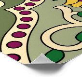 緑の背景のジオメトリックムガルペイズリーパターン ポスター (角)