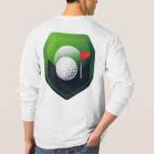 緑の背景のスタイリッシュなゴルフボールアイコン Tシャツ (裏面)