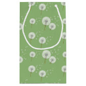 緑の背景のタンポポパターン スモールペーパーバッグ (裏面)