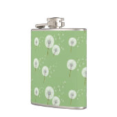 緑の背景のタンポポパターン フラスク (左)