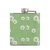 緑の背景のタンポポパターン フラスク (裏面)