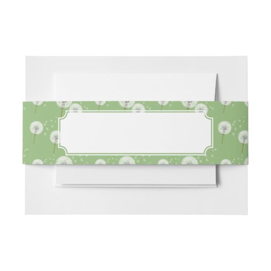 緑の背景のタンポポパターン 招待状ベリーバンド (正面例)