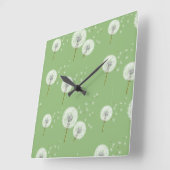 緑の背景のタンポポ模様 スクエア壁時計 (傾斜)