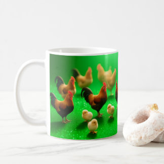 緑の背景のニワトリ コーヒーマグカップ