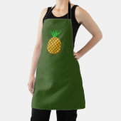 緑の背景のパイナップル エプロン (インサイチュ)