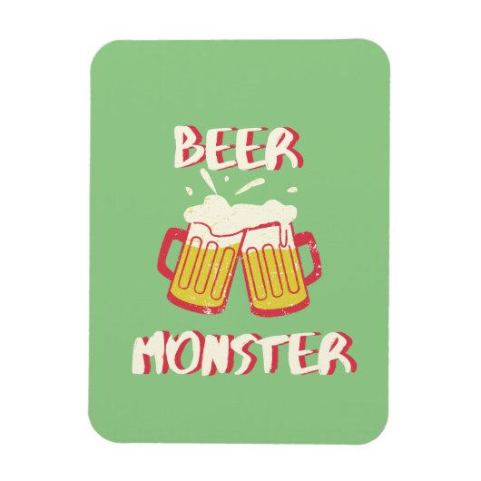 緑の背景のビールモンスターマグネット マグネット (縦)