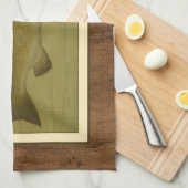 緑の背景のブラックベース キッチンタオル (四つ折り)