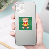 緑の背景のボウタイテディベア シール (スマートフォン)