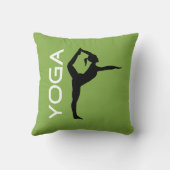緑の背景のヨガポーズシルエット クッション (裏面)