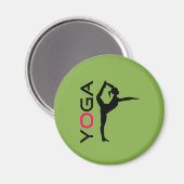 緑の背景のヨガポーズシルエット マグネット (正面/裏面)