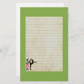 緑の背景のヨガポーズシルエット 便箋 (正面/裏面)
