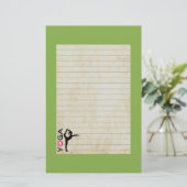 緑の背景のヨガポーズシルエット 便箋 (スタンド正面)