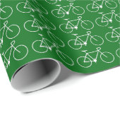 緑の背景の多くの白い自転車アイコン ラッピングペーパー (ロールコーナー)
