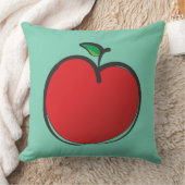 緑の背景の大きな赤い淡い色のリンゴスケッチ クッション (ブランケット)