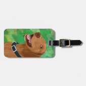 緑の背景の微笑のブラウンVizsla ラゲッジタグ (正面横)