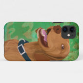 緑の背景の微笑のブラウンVizsla Case-Mate iPhoneケース (裏面(横))