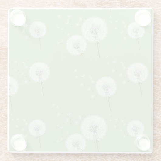 緑の背景の段落模様 ガラスコースター (裏面)