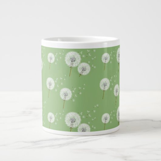 緑の背景の段落模様 ジャンボコーヒーマグカップ (正面)