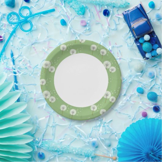 緑の背景の段落模様 ペーパープレート (パーティー)