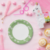 緑の背景の段落模様 ペーパープレート (パーティー)