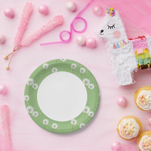 緑の背景の段落模様 ペーパープレート (パーティー)