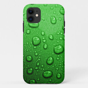 緑の背景の水滴、クール及びぬれた iPhone 11 ケース