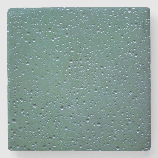 緑の背景の水滴 ストーンコースター (正面)