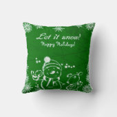 緑の背景の白いクリスマスイラストレーション クッション (裏面)