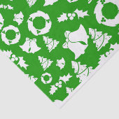 緑の背景の白いクリスマスオーナメント 薄葉紙 (詳細)