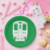 緑の背景の白いシカゴ「L」プロフィール ペーパープレート (パーティー)