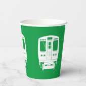 緑の背景の白いシカゴ「L」プロフィール 紙コップ (裏面)