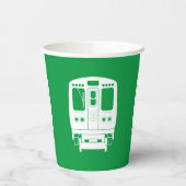 緑の背景の白いシカゴ「L」プロフィール 紙コップ (左)