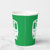 緑の背景の白いシカゴ「L」プロフィール 紙コップ (右)