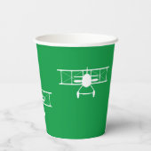 緑の背景の白いヴィンテージ二面模様 紙コップ (裏面)