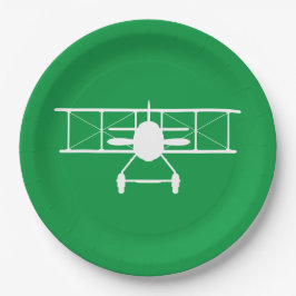 緑の背景の白い二面縦断 ペーパープレート