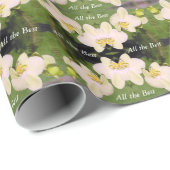 緑の背景の白い蘭 ラッピングペーパー (ロールコーナー)