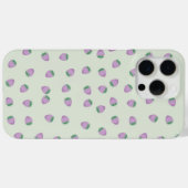 緑の背景の紫いちごパターン Case-Mate iPhoneケース (裏面 (横))